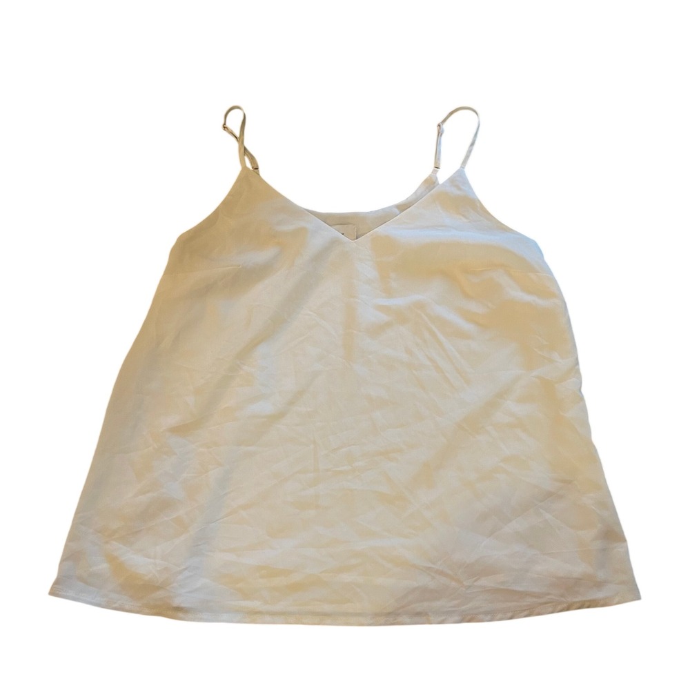A New Day Womens White V-Neck Adjustable Spaghetti Strap Camisole Top Size S